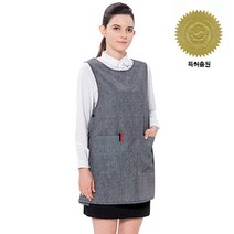 예경 구김없는 데님 원피스 앞치마, 검정색, 1개