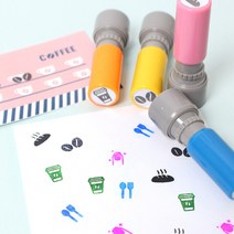 두루디자인 베이직 꼬마 쿠폰 스탬프, 블루(자체로고), 잉크 분홍
