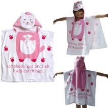 순면 아동 후드 비치타올 캐릭터 가운, 고양이, 1개