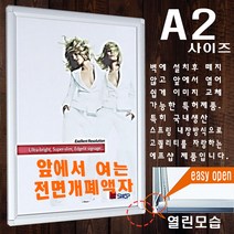 알루미늄 전면개폐액자 앞에서여는액자 오픈액자 게시판 매장광고판 메뉴판 A2 - 아웃스냅 앞으로여는액자 A2, 메탈