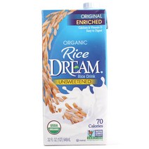 드림 라이스 드링크 언스위튼드 오리지널 인리치드 글루텐 프리 비건 저당, 946ml, 1개