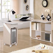 컴퓨터책상 코너 ㄱ자 L자 1단서랍 2단상부 세트, 워시