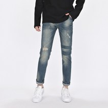 [데님공방] 남자 청바지 스판 데미지 찢청 워싱진 히든밴딩 데님팬츠