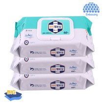 닥터큐 프리미엄 빅 엠보싱 캡형 물티슈(민트) 60매 wettissue, 3개