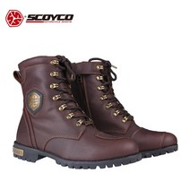 스코이코 BROWN LEATHER 브라운 레더 프리미엄 오토바이부츠, 다크브라운