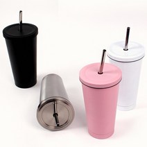 디자인에버 테이크아웃 콜드컵 스트로우 텀블러 500ml 각인추가, 블랙 A-1몸통각인 F-5