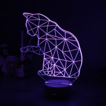 장바9니 7컬러 LED 무드등 수면등 50여종 디자인, 그루밍고양이특대-본품