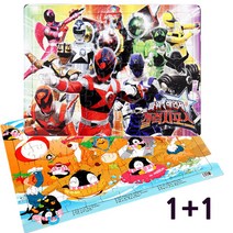 (1+1) 파워레인져 8절-1 63조각 +대형퍼즐 77조각 판퍼즐, 1개