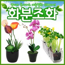 호가 화분조화 호접란 장미 인테리어 조화 화분 장식, 포인트 화분조화 수수꽃다리 화이트(-1400원)