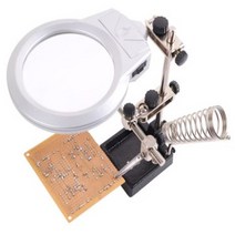 납땜 인두기 거치대 보조작업 2LED 확대경, 1개