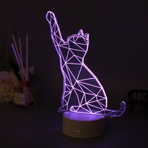 장바9니 7컬러 LED 무드등 수면등 50여종 디자인, 손든고양이특대-본품