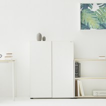 듀오백 라이트오피스 3단3도어 수납책장 CB083D3(800x1060), 책장 화이트+도어 라이트우드