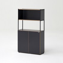 듀오백 라이트오피스 4단2도어 수납책장A CF084B2D2(800x1400), 책장 블랙+도어 블랙