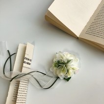 퐁당플라워 브라이덜샤워 꽃팔찌 조화 꽃팔찌 파티 소품, 화이트 미니 장미