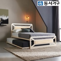 동서가구 아이언 모던 스틸 멀바우/편백나무 2단 슬라이딩 패밀리침대 SS+SS (본넬매트) DF640058, 멀바우 그레이