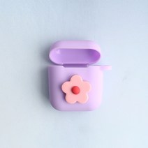 스마트커버 데이지꽃 퍼플 플라워 에어팟키링 에어팟케이스 자동차키홀더, 연퍼플케이스_핑크꽃