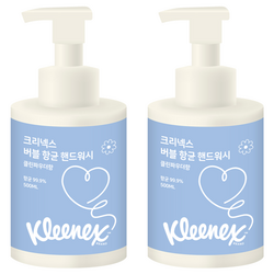크리넥스 버블 향균 핸드워시 클린파우더향, 500ml, 2개