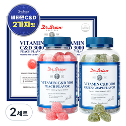 닥터브라이언 복숭아맛 비타민 C&D 3000 100p + 청포도맛 비타민 C&D 구미 젤리 100p 세트, 2세트