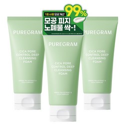 2+1 출시하자마자 1위 퓨어그램 모공이별 딥클렌징폼 제주 그린티 저자극 폼클렌징 120ml, 3개, 120ml