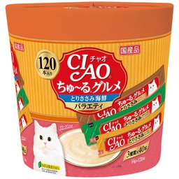 챠오츄르 구루메 고양이 간식 120p, 혼합맛(닭가슴살/해산물), 1.68kg, 14ml, 1개