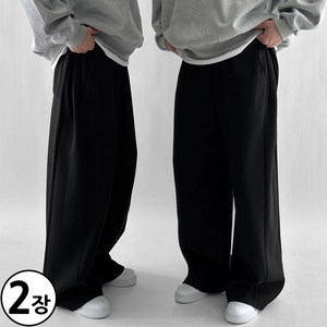 [기획상품,1+1] 두장묶음 빠델 사이드핀턱 벌룬 와이드 트레이닝 스웻 커브드 팬츠 회색 트레이닝팬츠