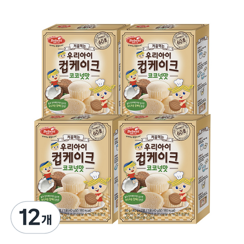 베베스트 처음먹는 우리아이 컵케이크, 코코넛맛, 80g, 12개