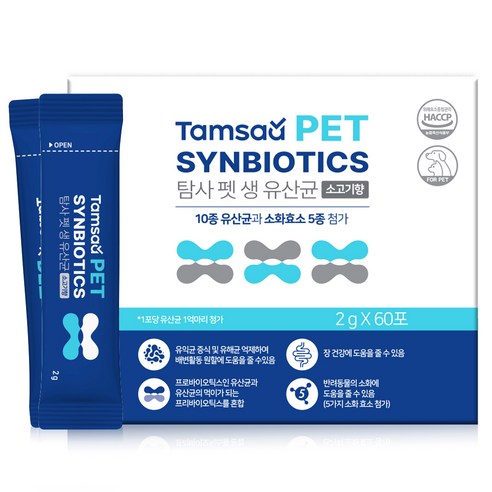 탐사 펫 생 유산균 파우더 2g, 60회분, 소화흡수율개선/장건강/유산균, 1개