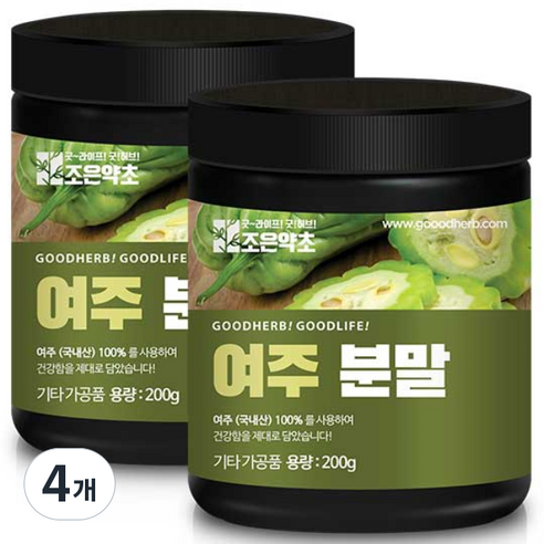 조은약초 여주 고과 여주 분말, 200g, 4개