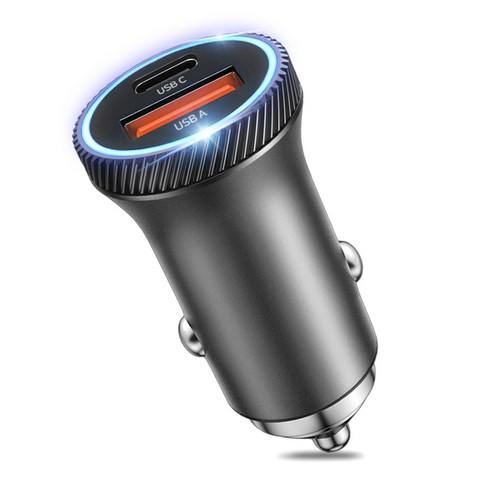 홈플래닛 QC3.0 48W 2포트 차량용 시거잭 고속충전기 알루미늄 바디, 블랙, V-0248W