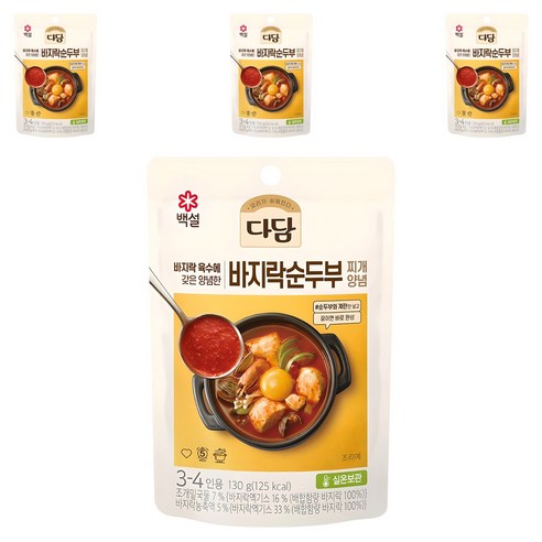 다담 바지락순두부 찌개양념, 130g, 4개