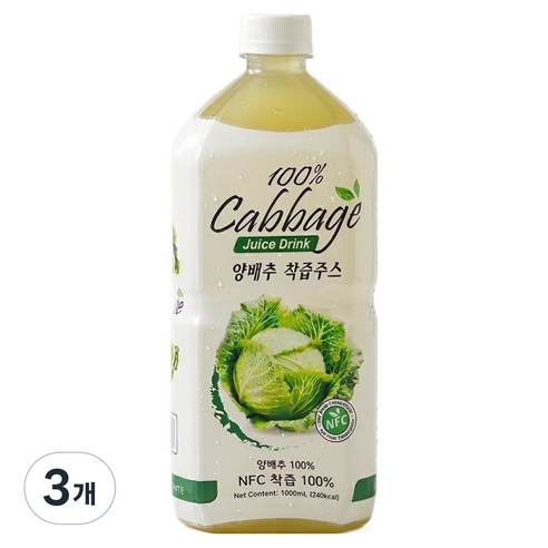 파모빗 100% 양배추 착즙 주스, 3개, 1L