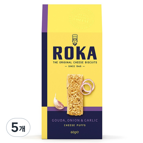 ROKA 고다 치즈 패스츄리 어니언 앤 갈릭, 60g, 5개