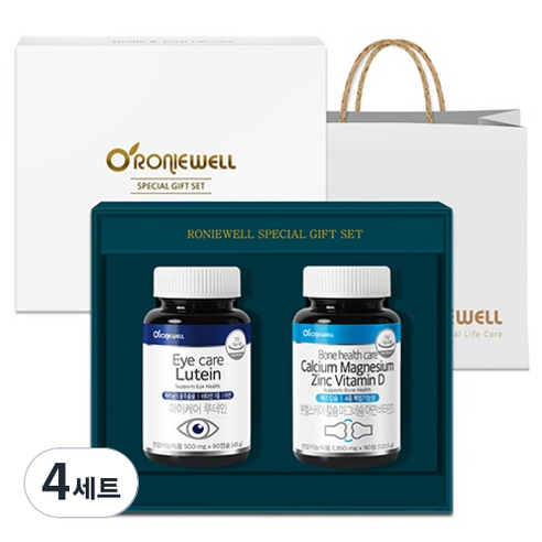 로니웰 부모님건강 루테인 + 칼슘 마그네슘 아연 비타민D 선물세트 + 쇼핑백, 4세트
