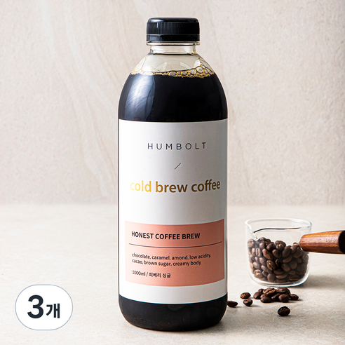 훔볼트 어니스트 피베리 싱글 콜드브루 커피, 1L, 3개