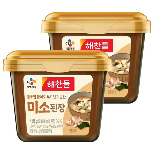 해찬들 물로만 끓여도 부드럽고 순한 미소된장, 450g, 2개