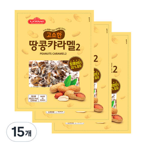일광제과 땅콩캬라멜2, 600g, 15개