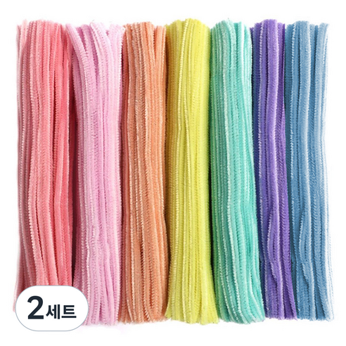 파스텔 컬러 철사 모루 재료 100p, 파스텔 컬러 믹스 7컬러, 2세트