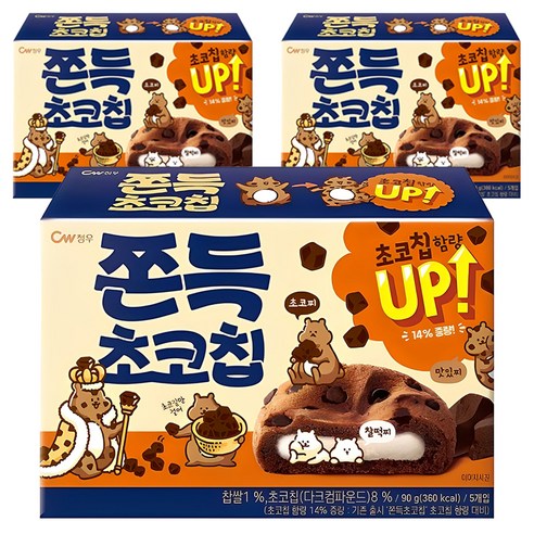 청우식품 쫀득 초코칩 쿠키, 90g, 3개
