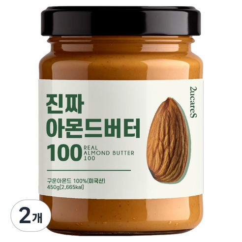 이유케어스 진짜 아몬드버터 100, 450g, 2개