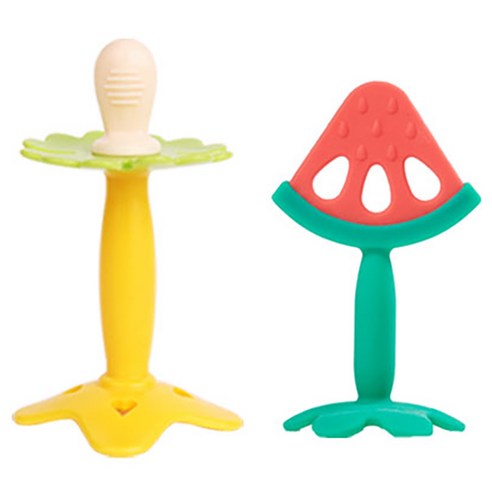 베이비앤아이 실리콘 치발기, 노리개 + 수박, 혼합색상, 1세트