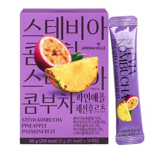 스테비아 콤부차 파인애플 패션후르츠, 5g, 1개, 10개입