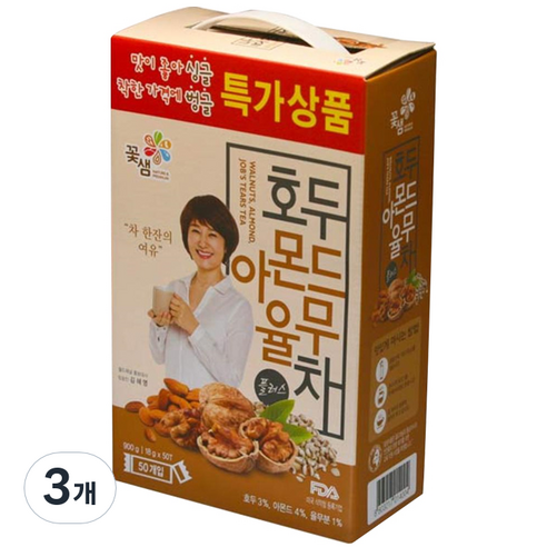 꽃샘 호두아몬드율무차, 18g, 50개입, 3개