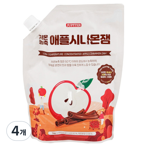 래미푸드 쥬피터 저온농축 애플시나몬잼, 1kg, 4개