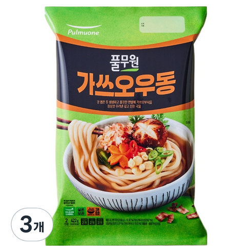 풀무원 가쓰오우동 2인분, 422g, 3개