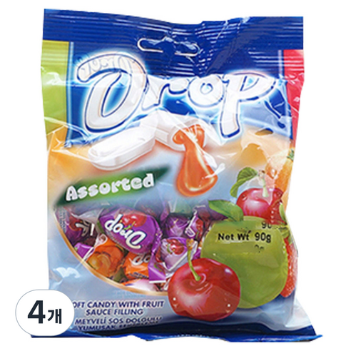 드롭 어소티드 츄잉캔디, 90g, 4개