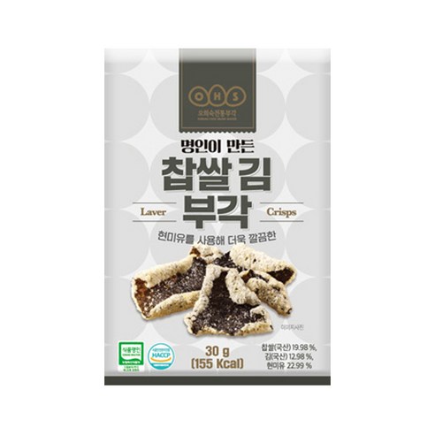 오희숙전통부각 찹쌀 김 부각, 30g, 10개