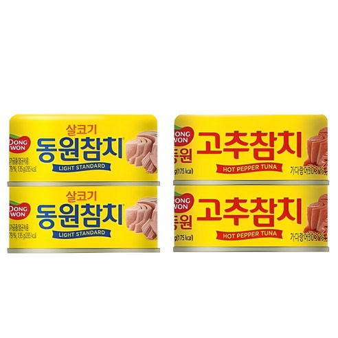 동원 라이트스탠다드 참치 135g x 2p + 고추참치 135g x 2p 세트, 1세트