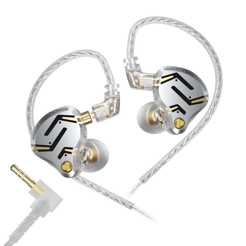 Keephifi KZ ZS12 PRO 2 플래그십급 슈퍼리니어 1DD+5BA 하이브리드 HIFI IEM, 3.5mm 게이잉 인이어 이어폰,유선 이어폰, 실버, 노마이크