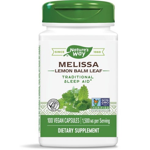 네이쳐스웨이 멜리사 레몬 밤 리프 1500mg 베지테리안 캡슐, 100정, 1개