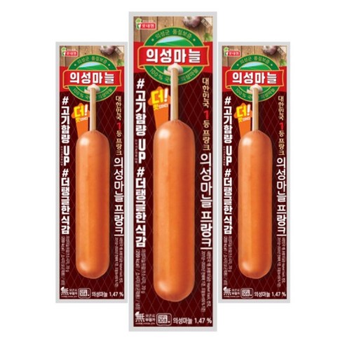 [다만세푸드] 롯데햄 의성마늘 프랑크 70g x 5개 / 편의점 핫바 후랑크 소세지, 70g, 5개